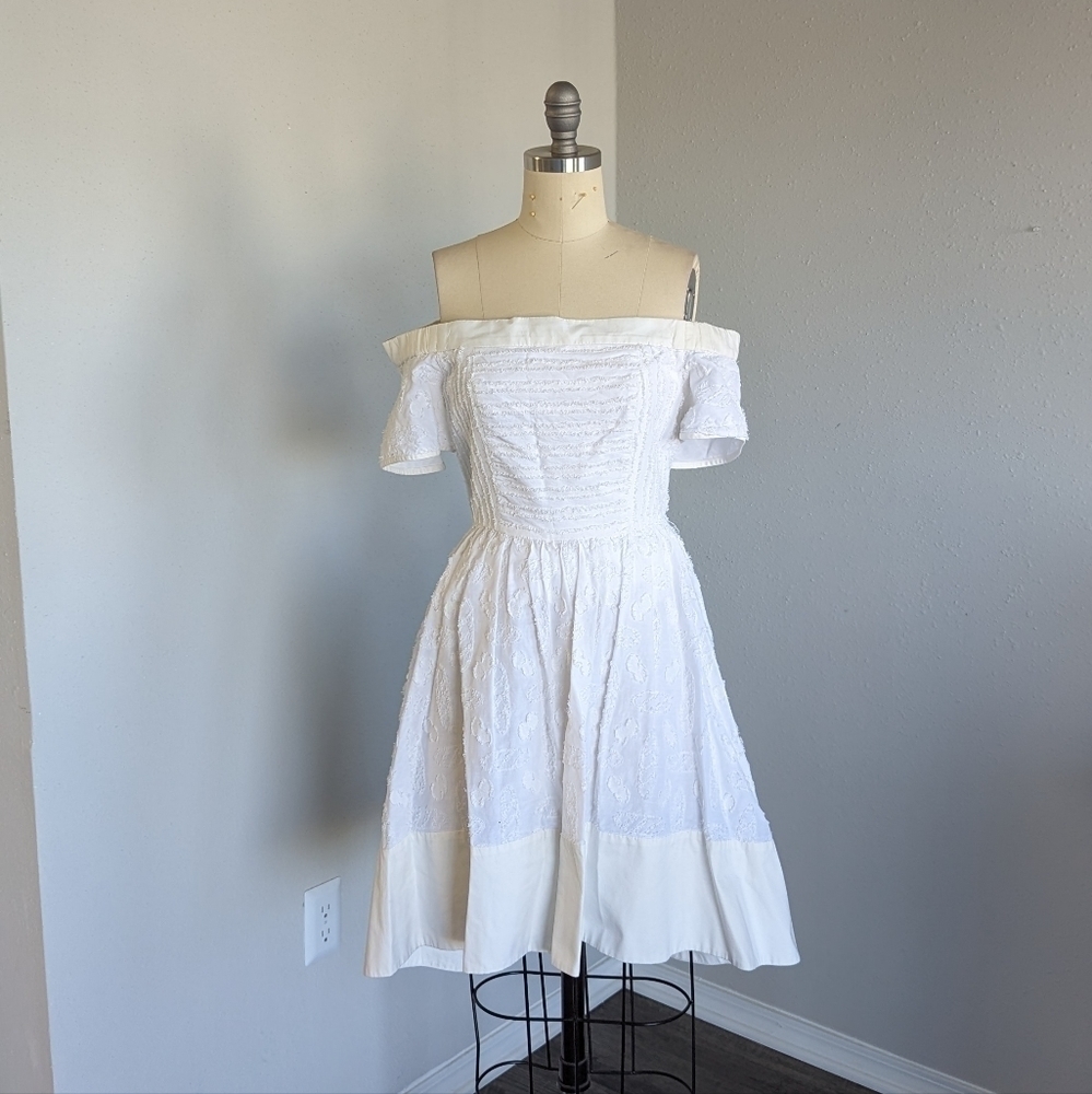 Tibi Sakura Fil Coupe Off Shoulder Fit & Flare Dress White 6 wedding cocktail